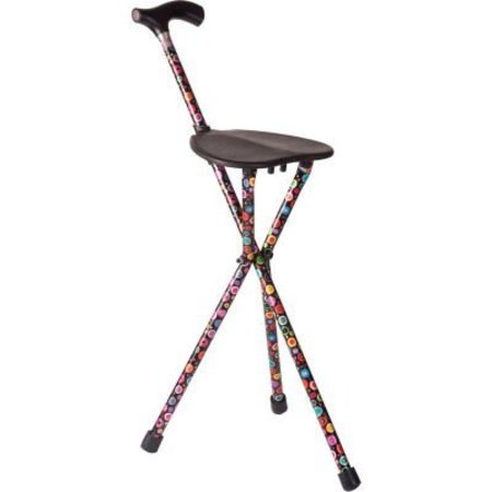 HEALTHSMART Switch Sticks Folding Walking Cane and Walking Stick with Seat, 220 pounds capacity, Bubbles 502-2002-5100
